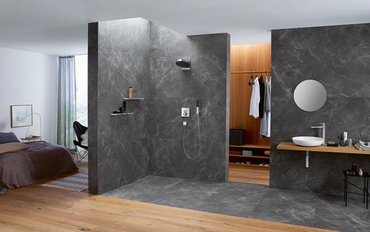 Design Kopfbrause in weiß und grau: innovativer Regen-Duschkopf